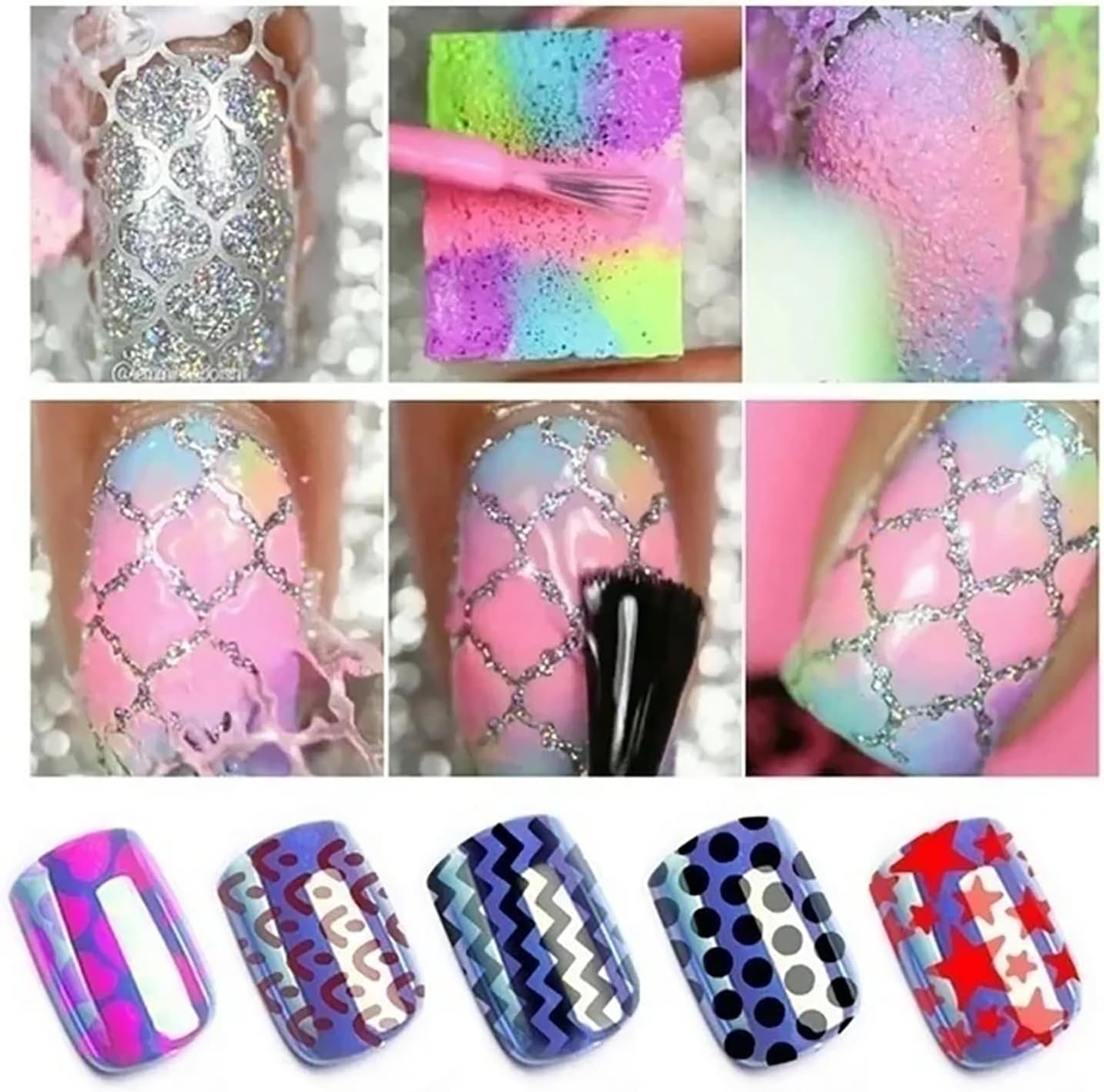 Airbrush Nail Stickers 24 Sheets Vinyl Decals for Custom Nail Art Designs