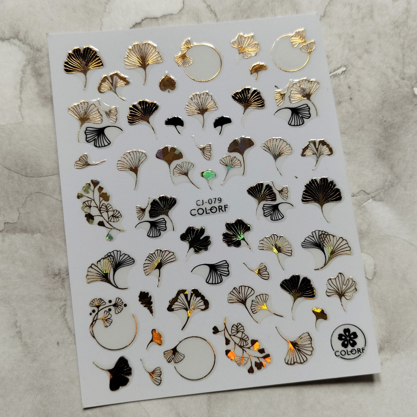 Nail Art Stickers Transfers Self Adhesive Leaf Plant Gold Golden Stickers CJ 079