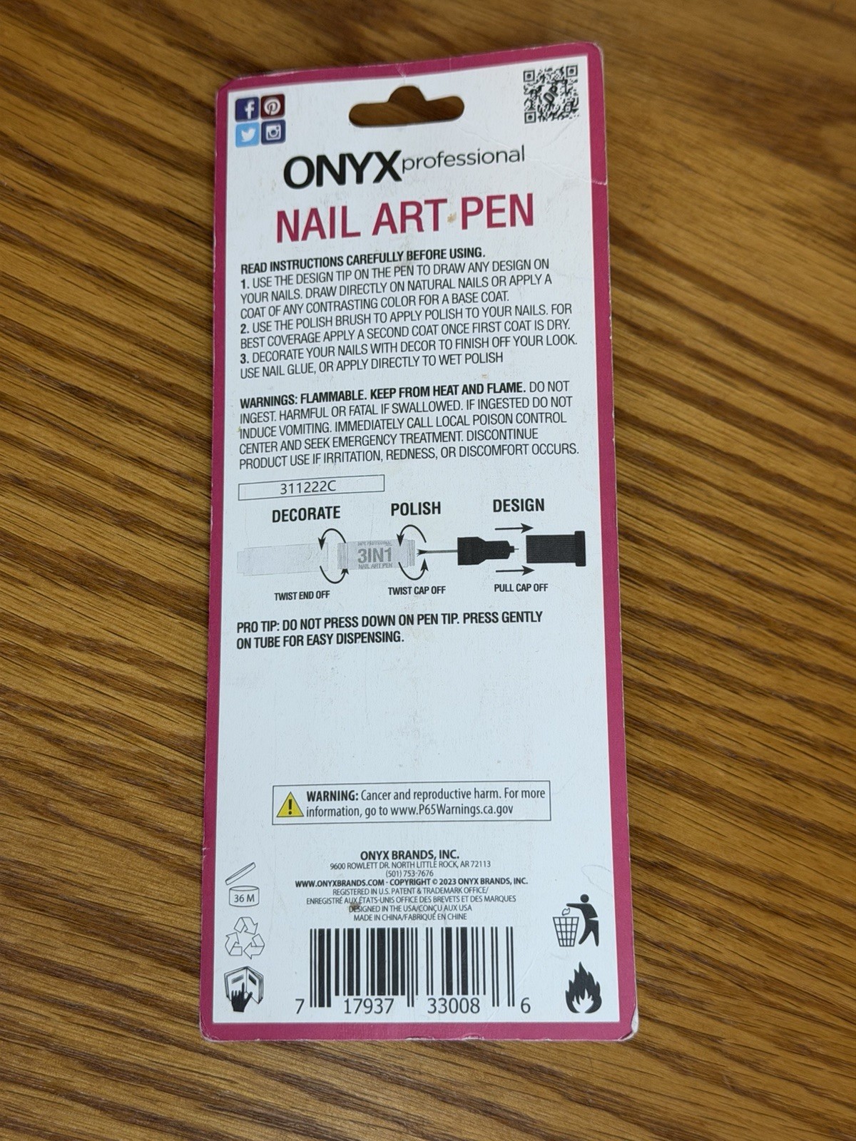Set of 2 Onyx Professional Nail Art Pen Silver Glitter NEW Sealed