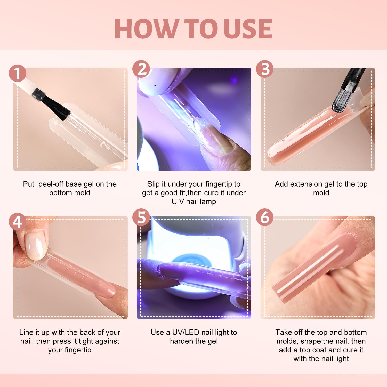 JEWHITENY 140 PCS Sandwich Nails Dual Forms:Long normal, Long Square-SMZ-03