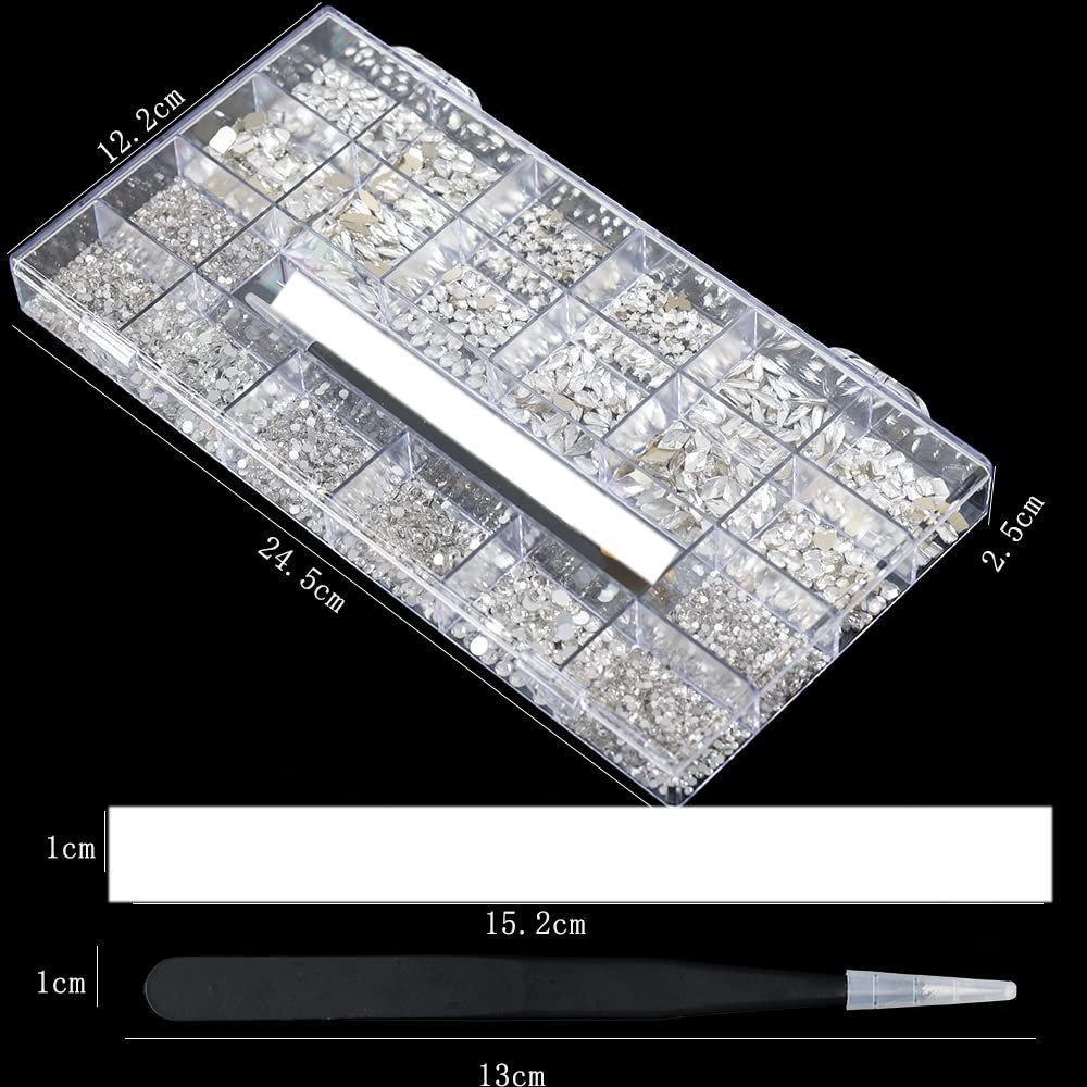 Multi-Shaped White Rhinestones for Nail Art, Jewelry and Craft Projects
