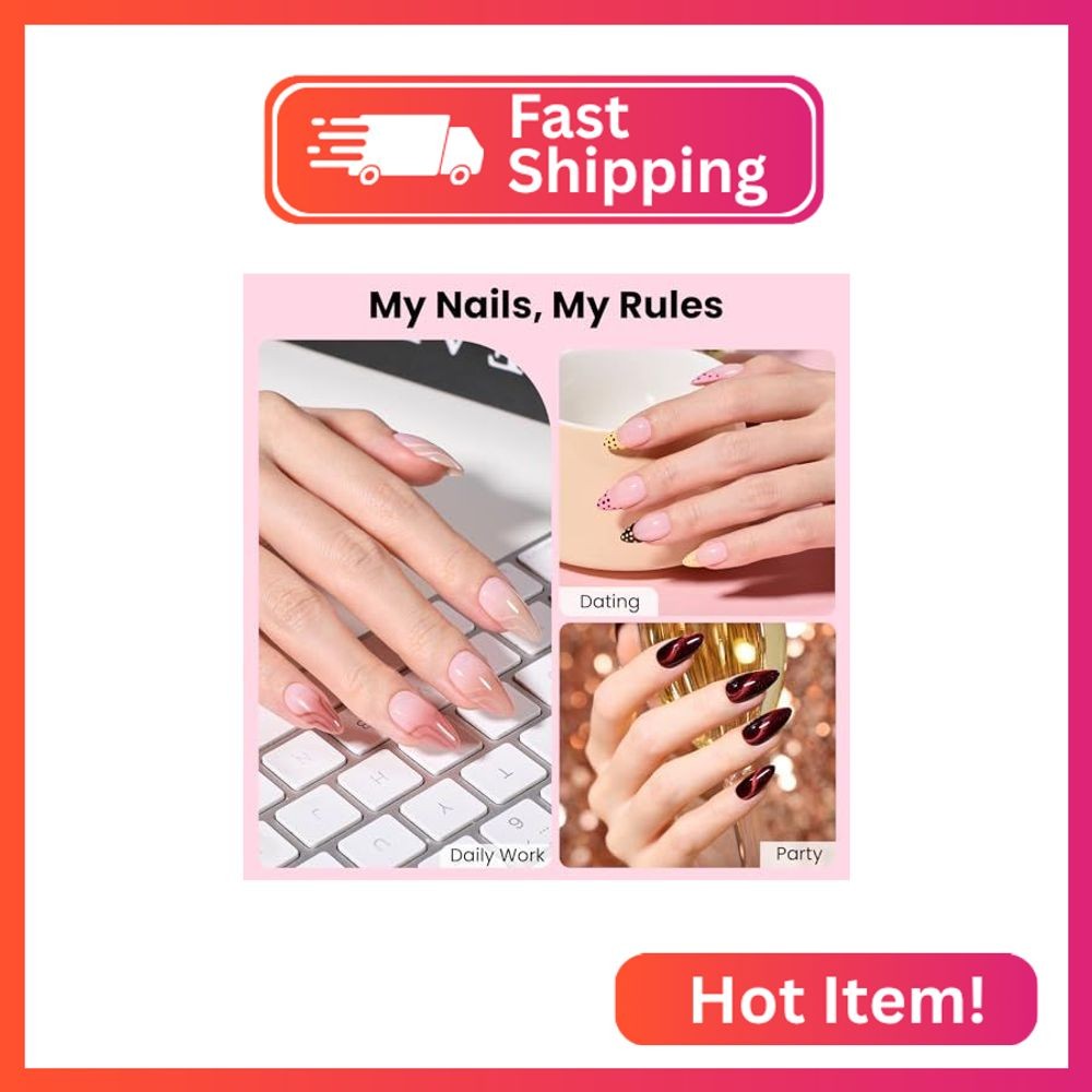 Beetles Gel Nail Kit Curve-EX, Almond Medium, 320pcs 16 Sizes Nail Tips