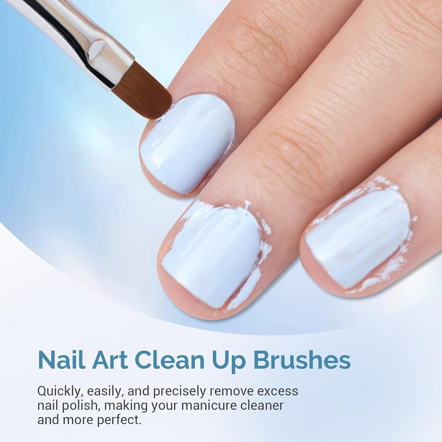 Nail Art Clean Up Brushes, 3 PCS Flat/Oval/Fine Angled Gel Nail Brush for