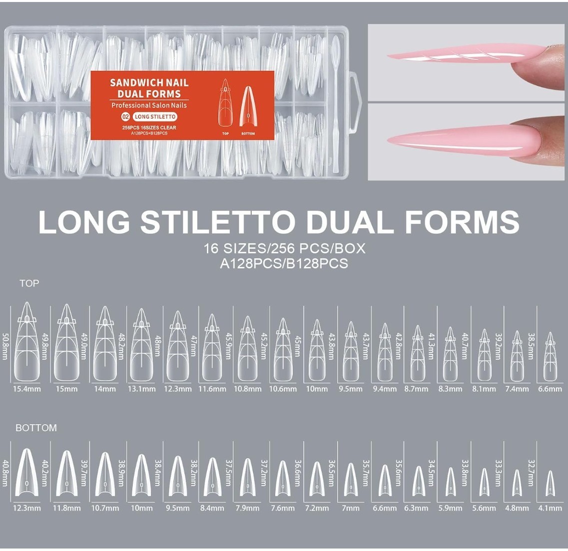 256Pcs Easy Nails Art Forms with Sandwich Design for Paperless