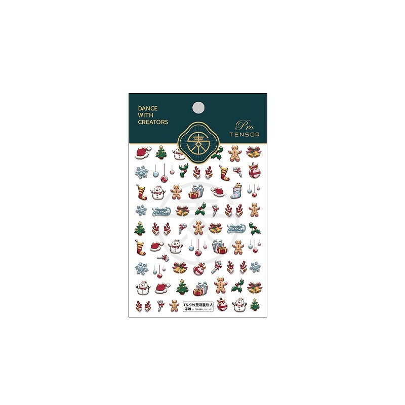 Festive Christmas Nail Sticker Set – Gingerbread, Santa, Snowman, Ornaments(399)