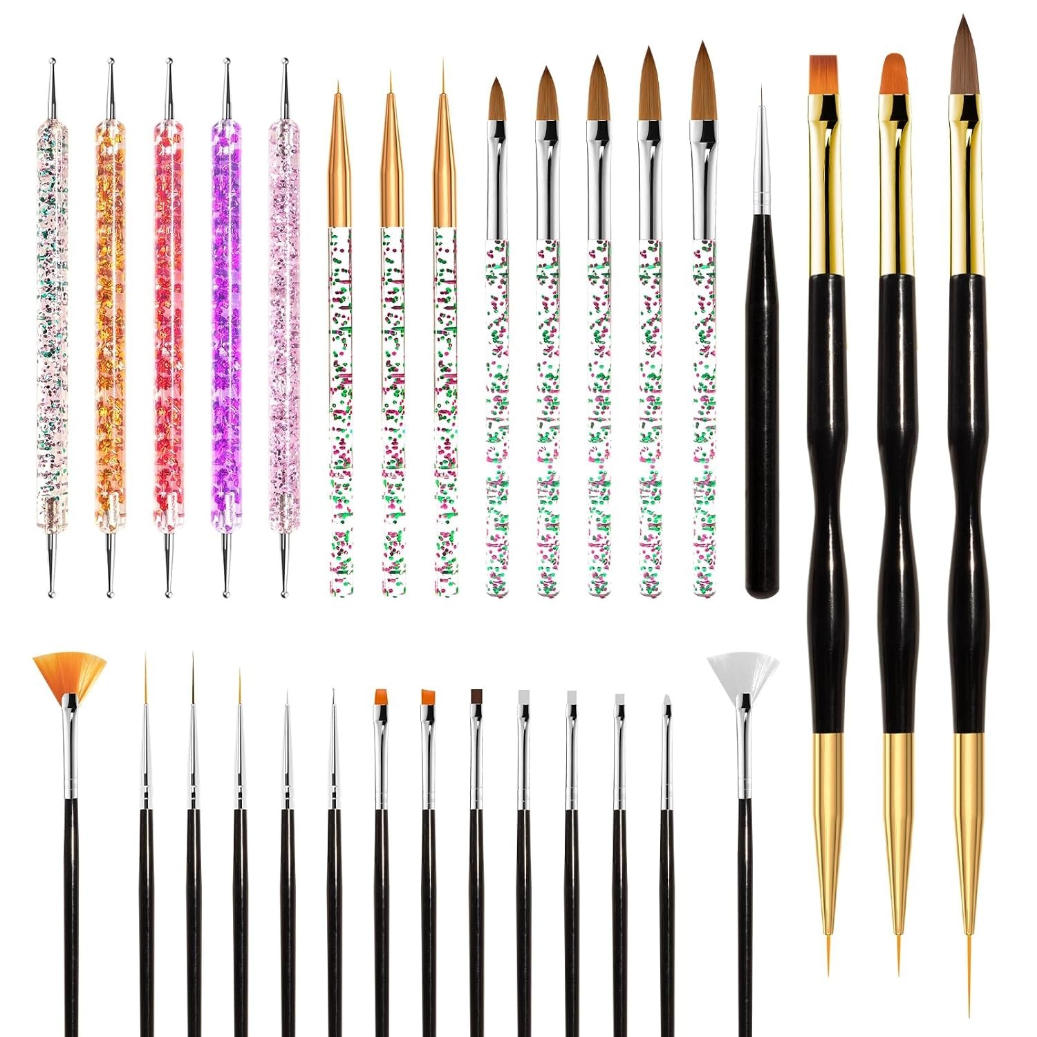 Complete Nail Art Tool Set: 31 Brushes for Every Creative Design – Lightweight