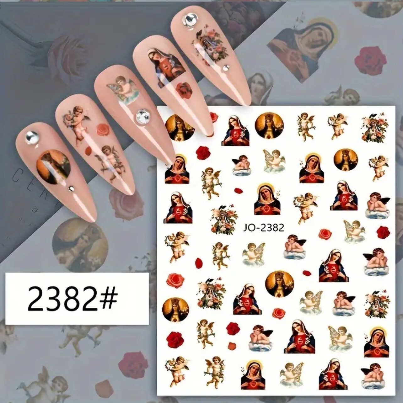 Religious Nail Art Stickers Jesus Mary Angels Catholic Christian Cross Design