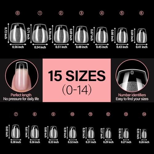 Extra Short Coffin Nail Tips – 15 Sizes 240pcs Half 240PCS-Extra Short Coffin