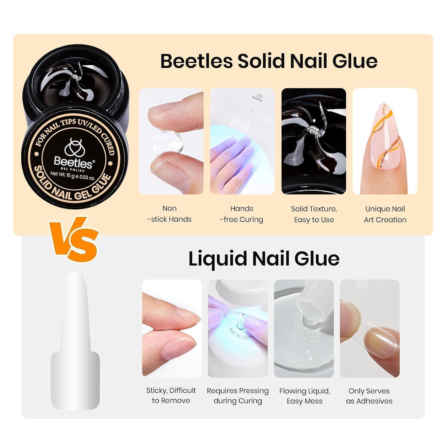 Nail Glue Gel & Nail Glue Remover Set, 2Pcs Nail Kit for Press on Nails and Acry