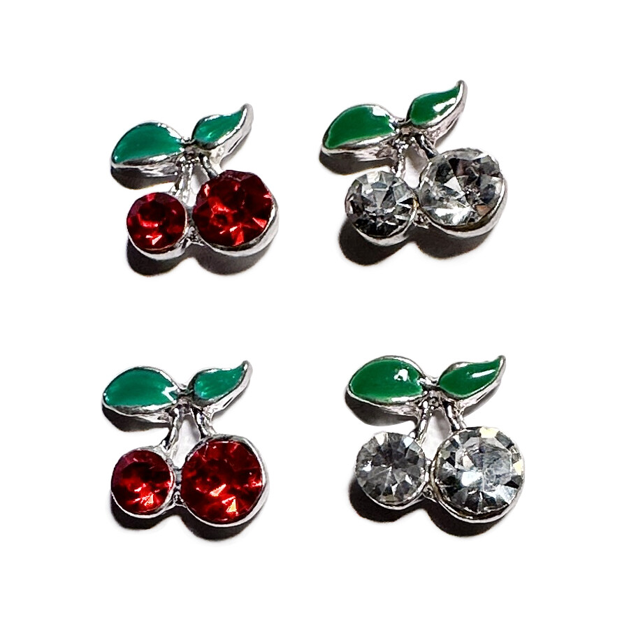 [DDP] 5Pcs Cherry Crystal Alloy Charms Nail Art Crafts DIY Decoration