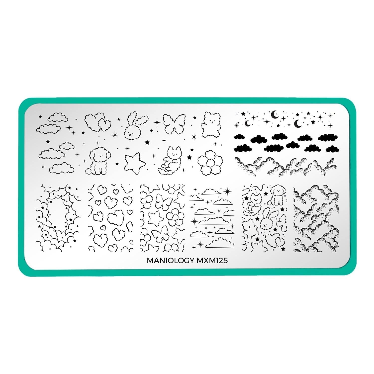 Maniology MXM125 Over The Clouds Fluff Buddies Nail Stamp Plate Sky Star Animals