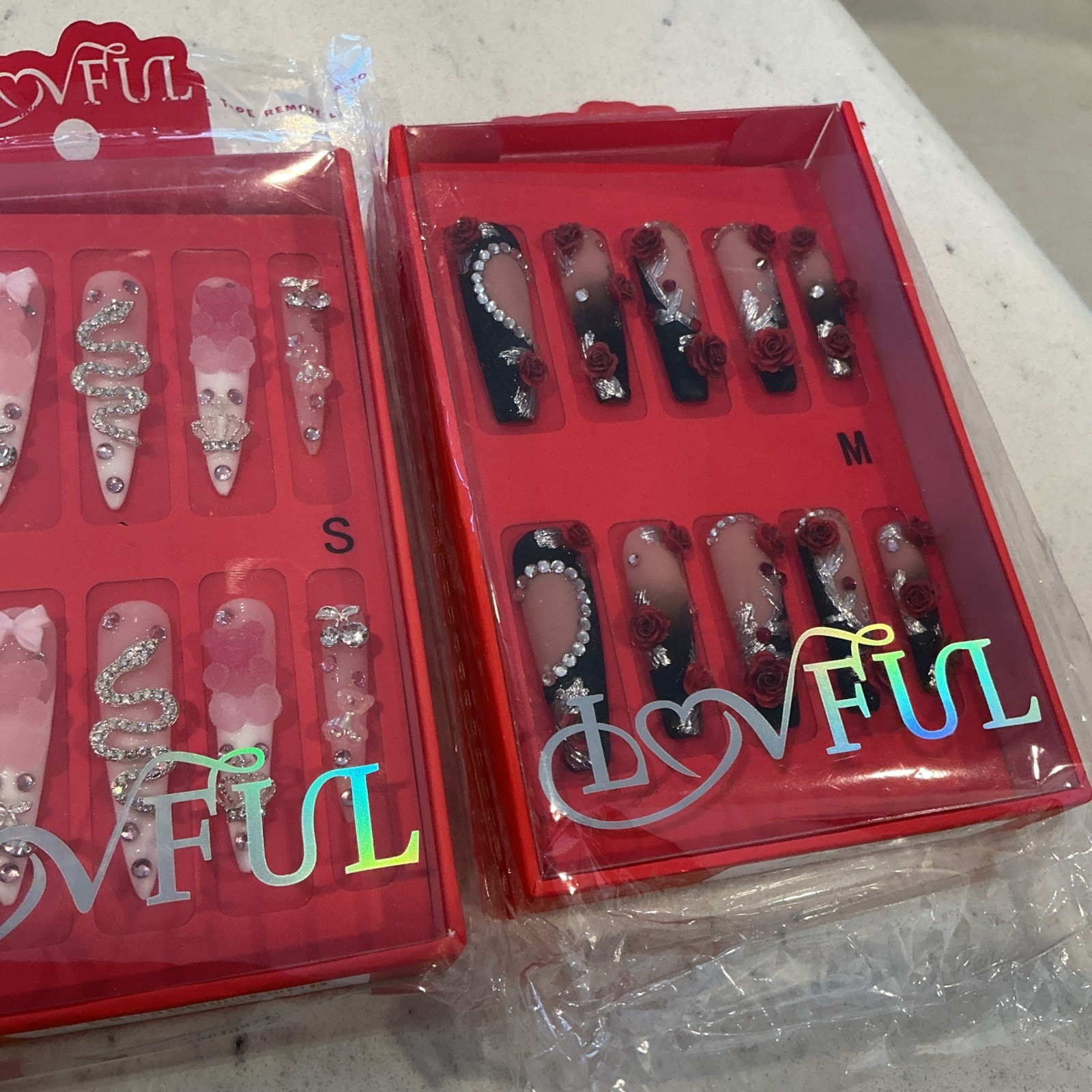 3-Pack 3D Nail Set Design Size Small & Medium