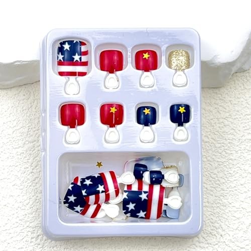 Press-On Toenails for Fourth of July – American Flag – Square Square Toenails
