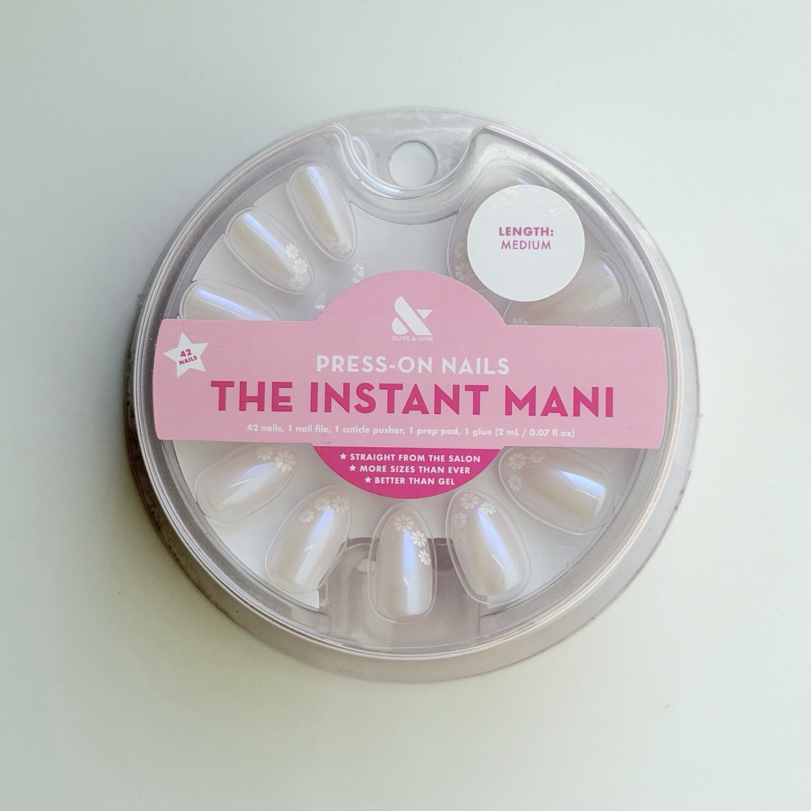 x2 Olive & June Instant Mani Press-On Nails Almond Medium Floral /Ombre New SEAL