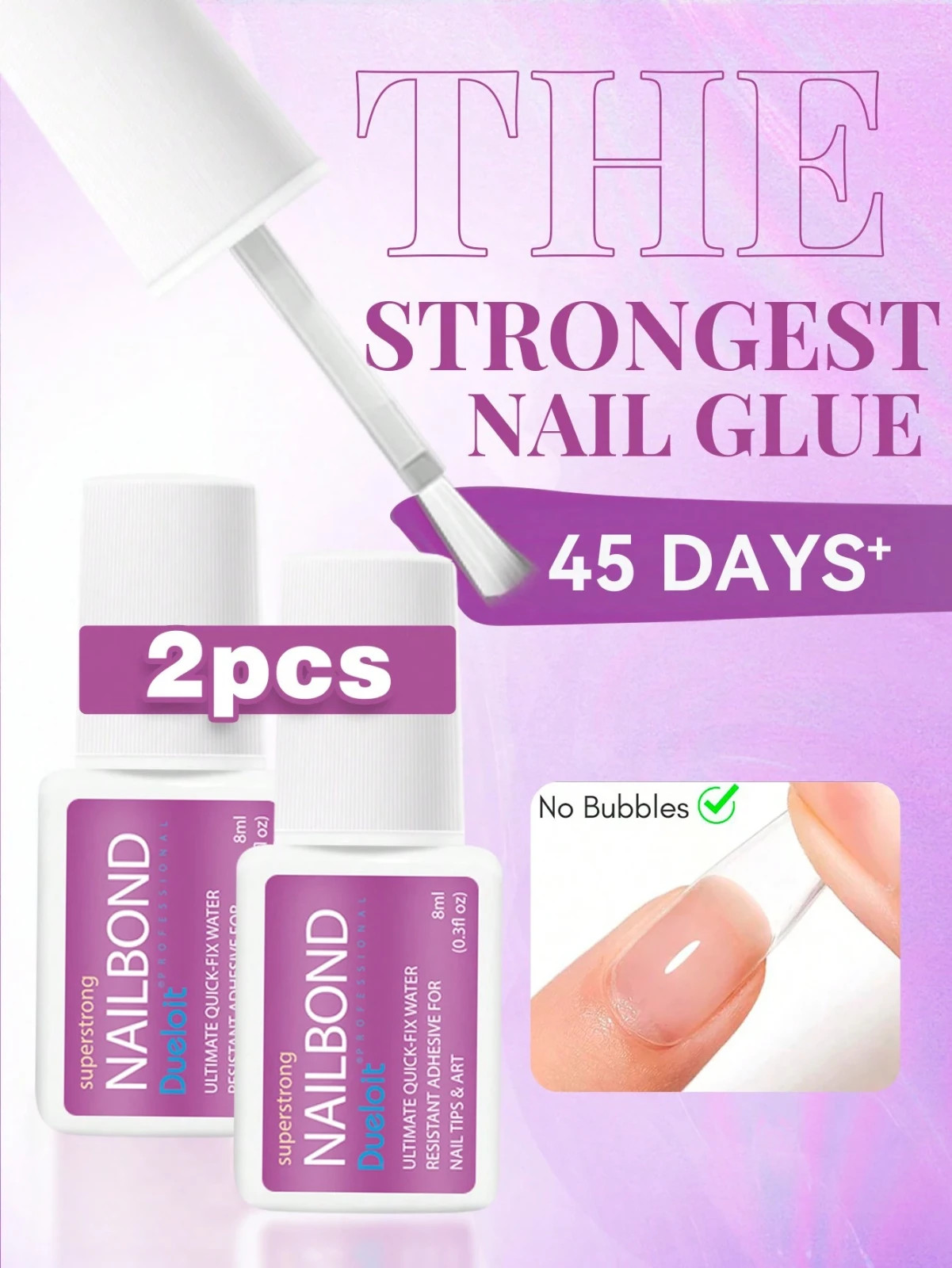 3pcs Brush-On Nail Glue Set 8ml – Strong Adhesive for Press-On&Acrylic Nails-UK