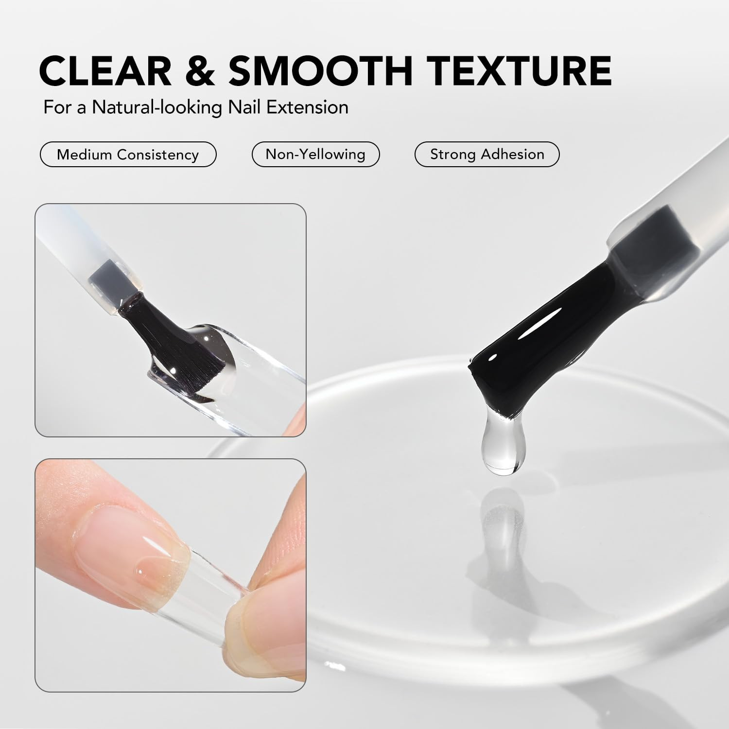 4 Pcs 16Ml Gel Nail Glue for Acrylic Nails Tips, Clear Glue Gel for Sheer Press