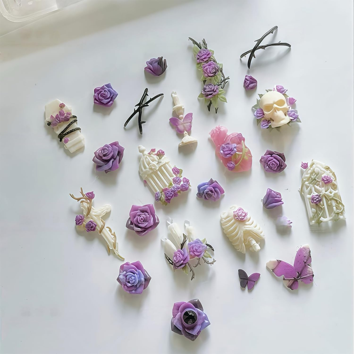 Gothic Nail Art Molds Kit – 3D Skull Rose Butterfly Designs DIY Manual Manicure