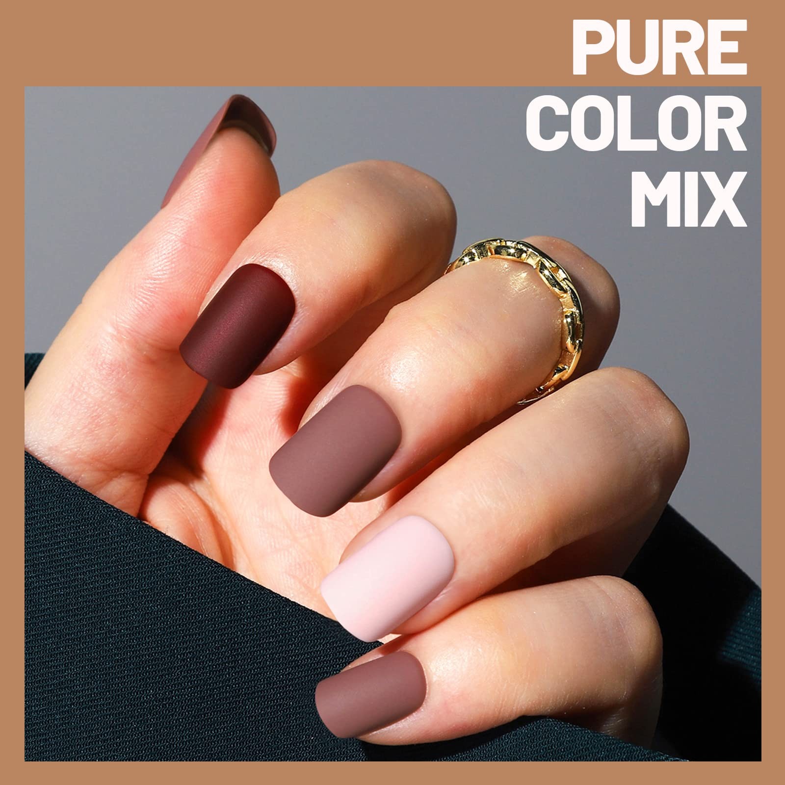 Teenitor Short Press on Nails,288Pcs Matte Acrylic Short Square Fake Nails Full
