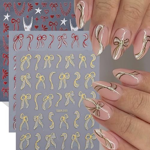 Red Pink Style8 Cute Red Pink Nail Stickers for Valentine’s Day