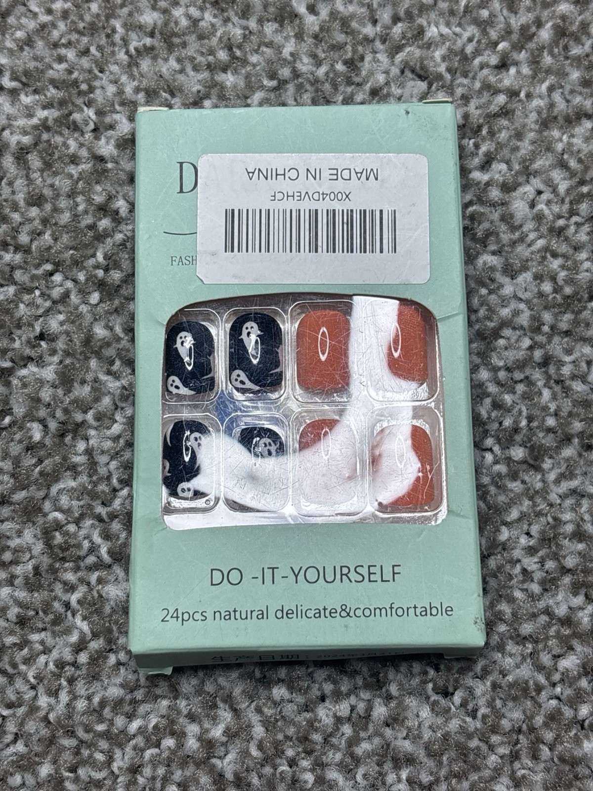 DARK Professional Nail DIY 24pc Press On Nails Set – Halloween Ghosts & Orange