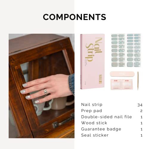 Semi Cured Gel Nail Strips, 34 pcs Salon-Quality Gel Nail Shimmery Stars