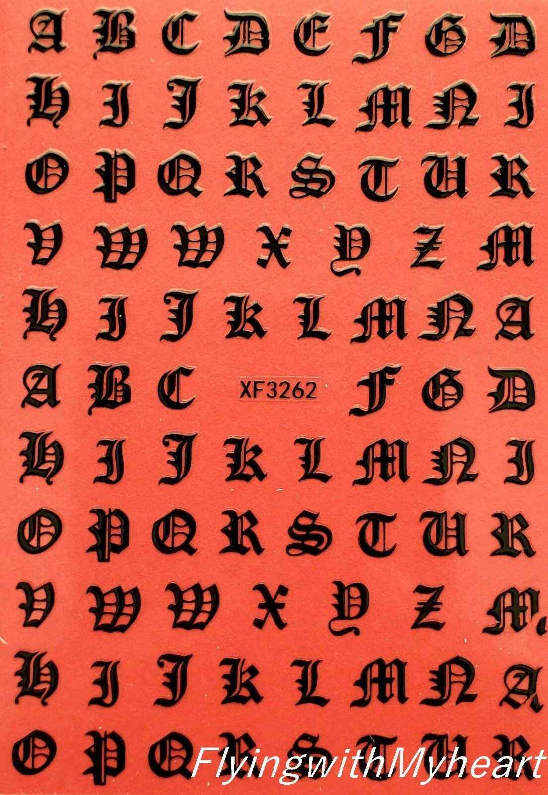 7 Colors Art Old English Letters Latin Roman Nail Decals Sticker XF3262