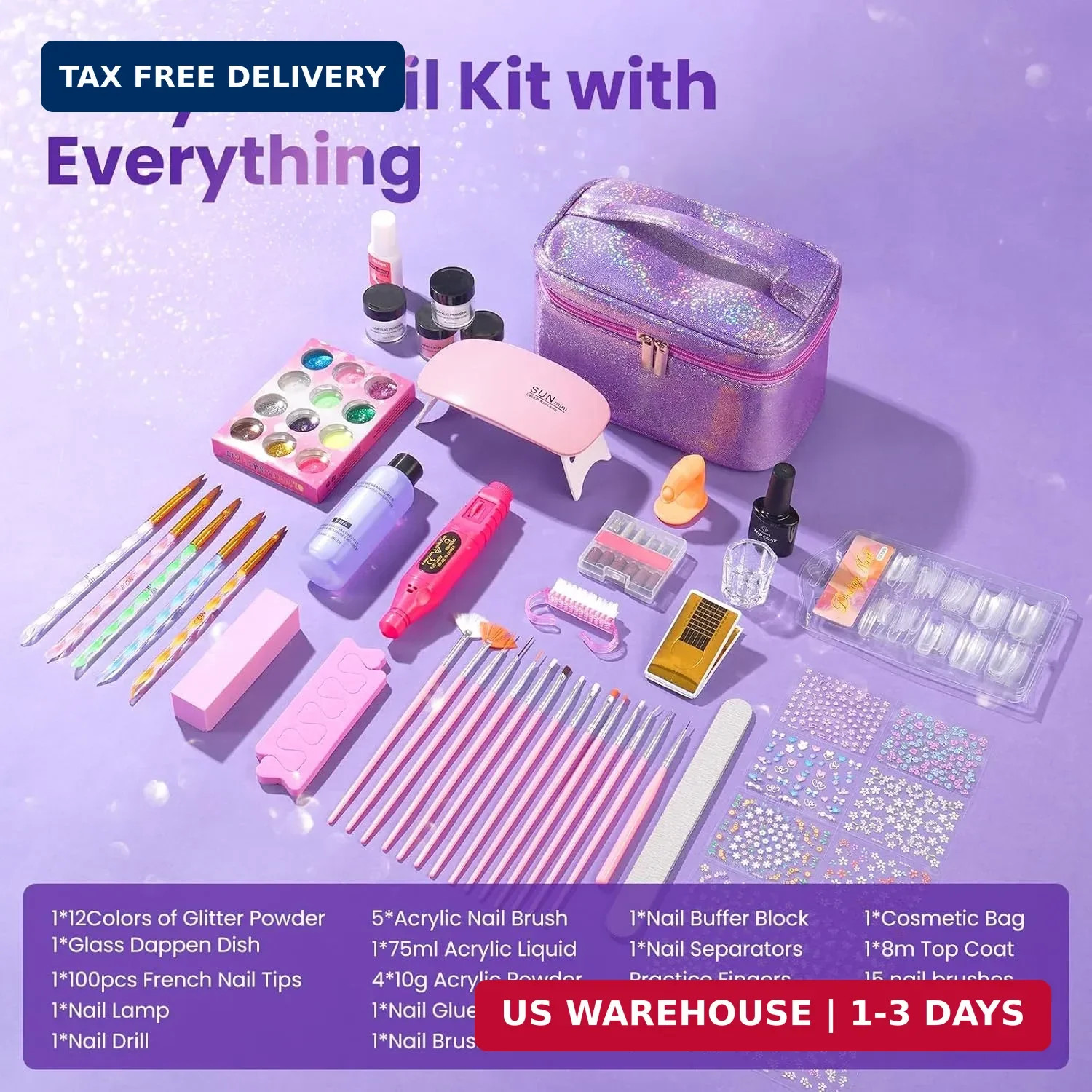 Nail Kit for Beginners with Everything: Professional Nails Kit Acrylic Set