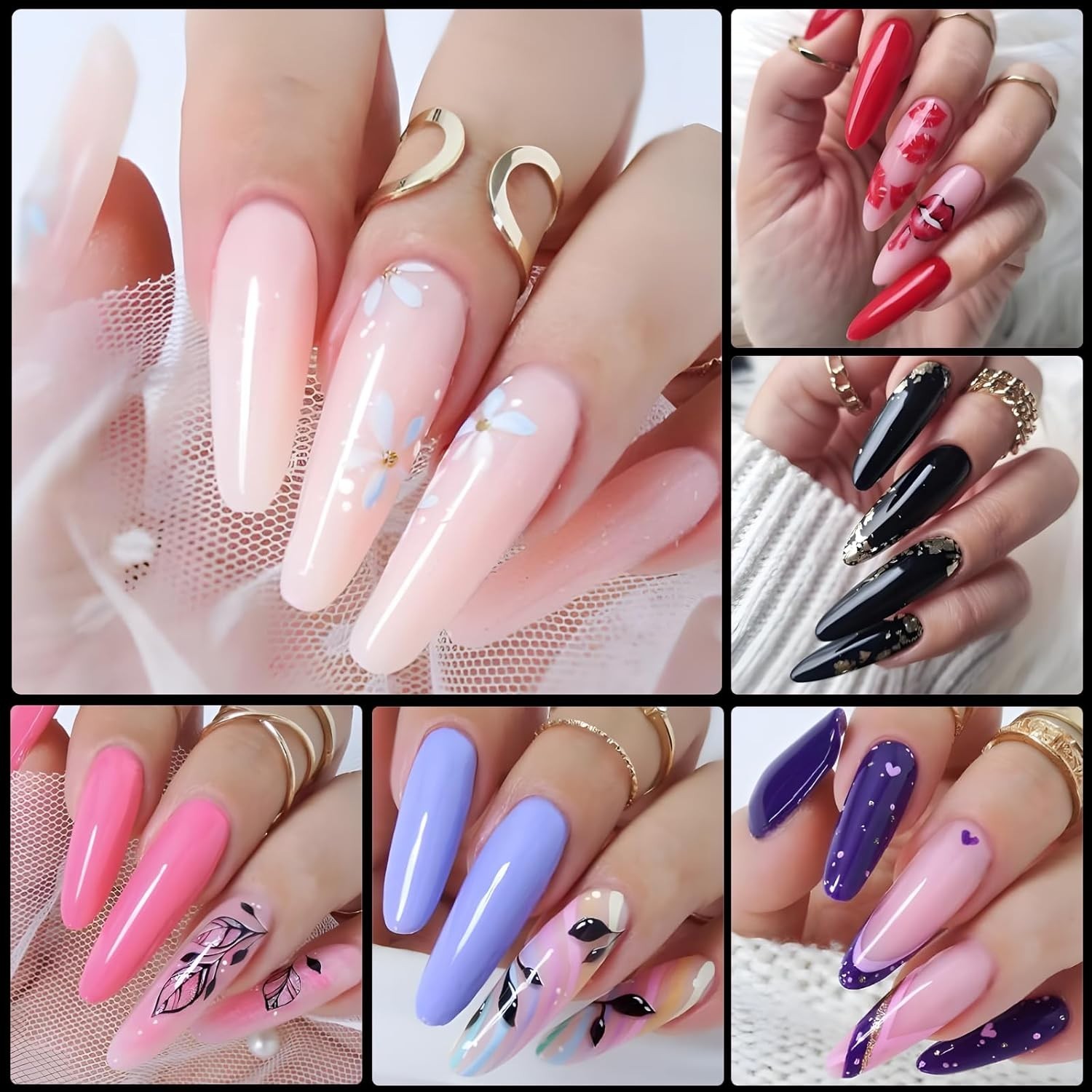 240Pc XXL Almond Gel Nail Tips Extra Long Clear Oval Fake Nails 12 Sizes Full Co