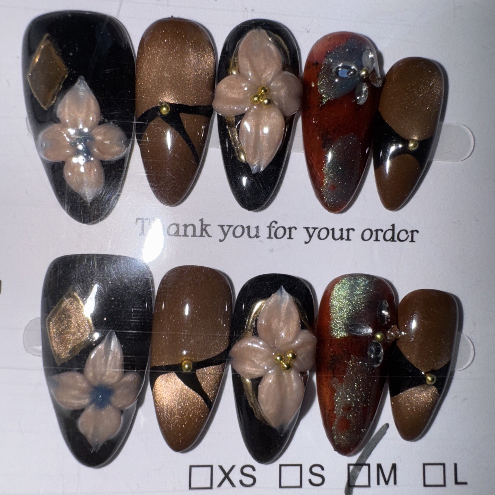 4 Packs Of 10pcs Almond Press On nails | 3D Unique Designs| Size M | Reusable 11
