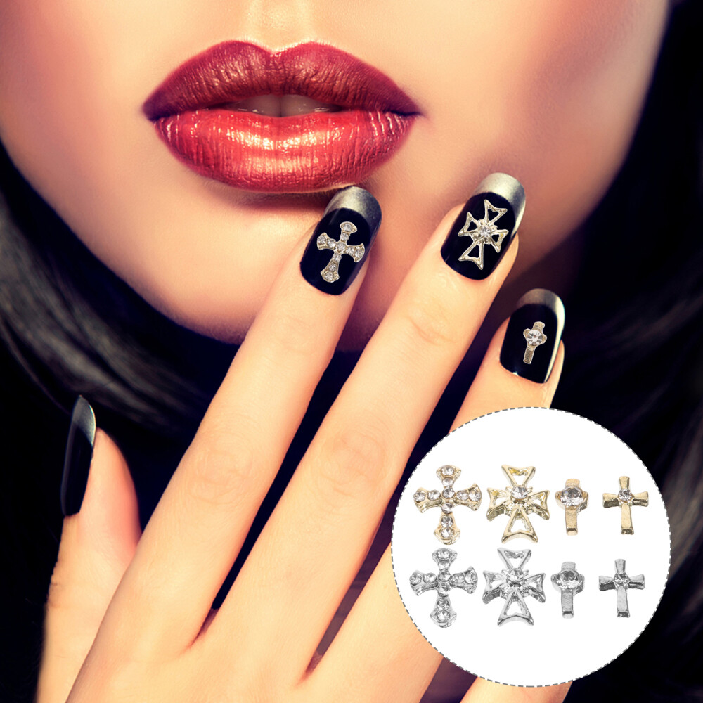 80pcs 3D Cross Nail Charms for DIY Nails & Jewelry