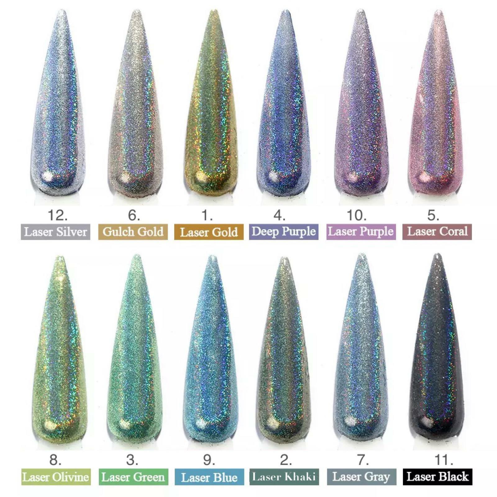 HOLOGRAPHIC CHROME POWDER NAIL GLITTER SHIMMER 12 Colours Laser EFFECT PIGMENT