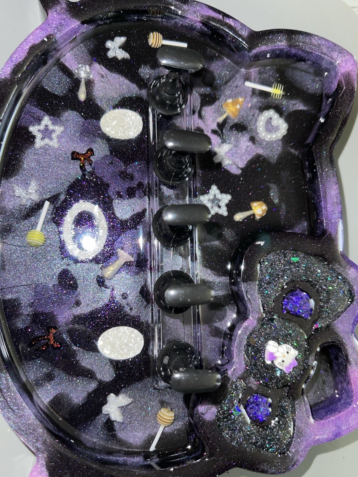 Purple & Black Nail Display Stand For Press On Nails Glows In Dark!