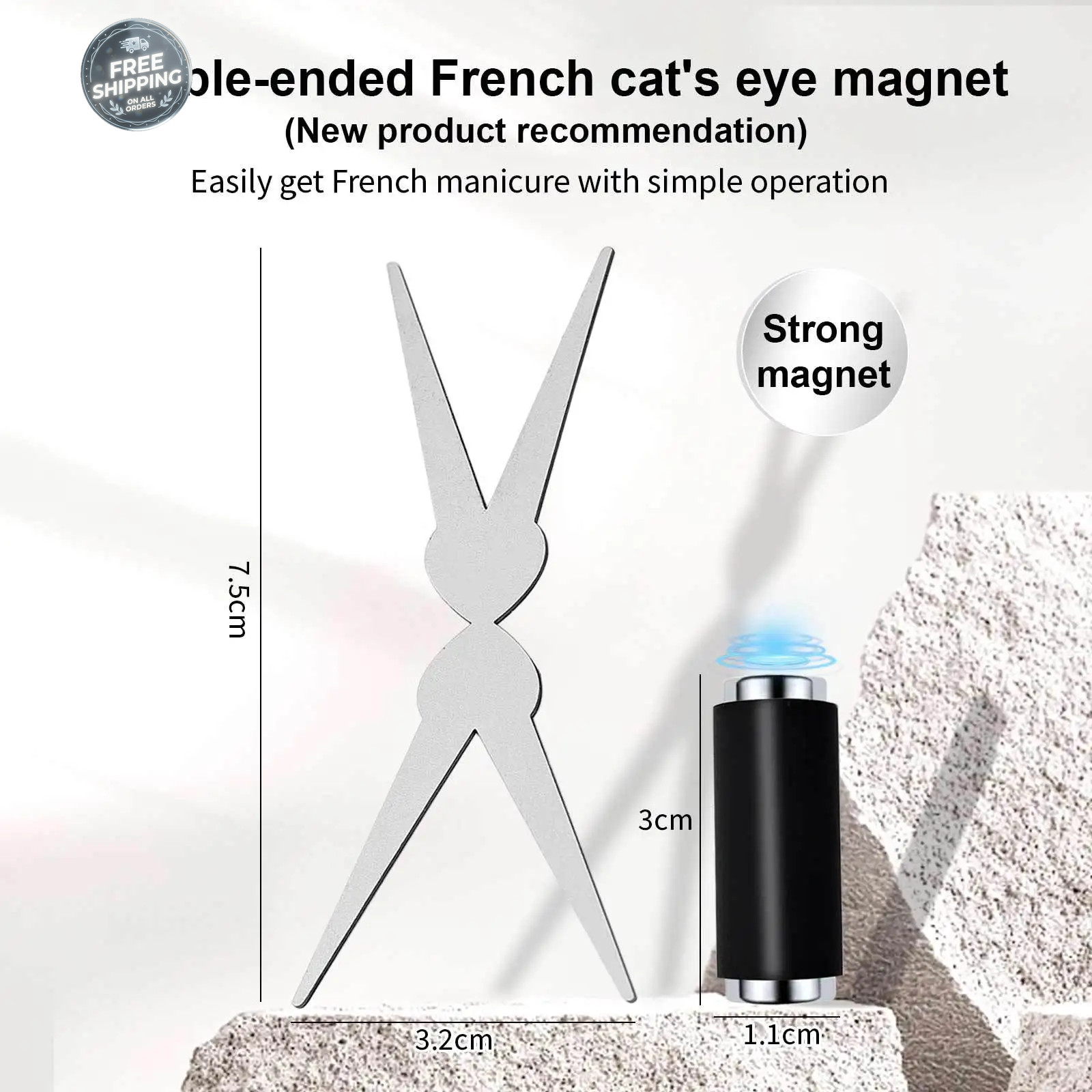 Double-head French Nail Art Magnet Set 3D Strong Cat Eye Magnet Nail Art Gel Pol