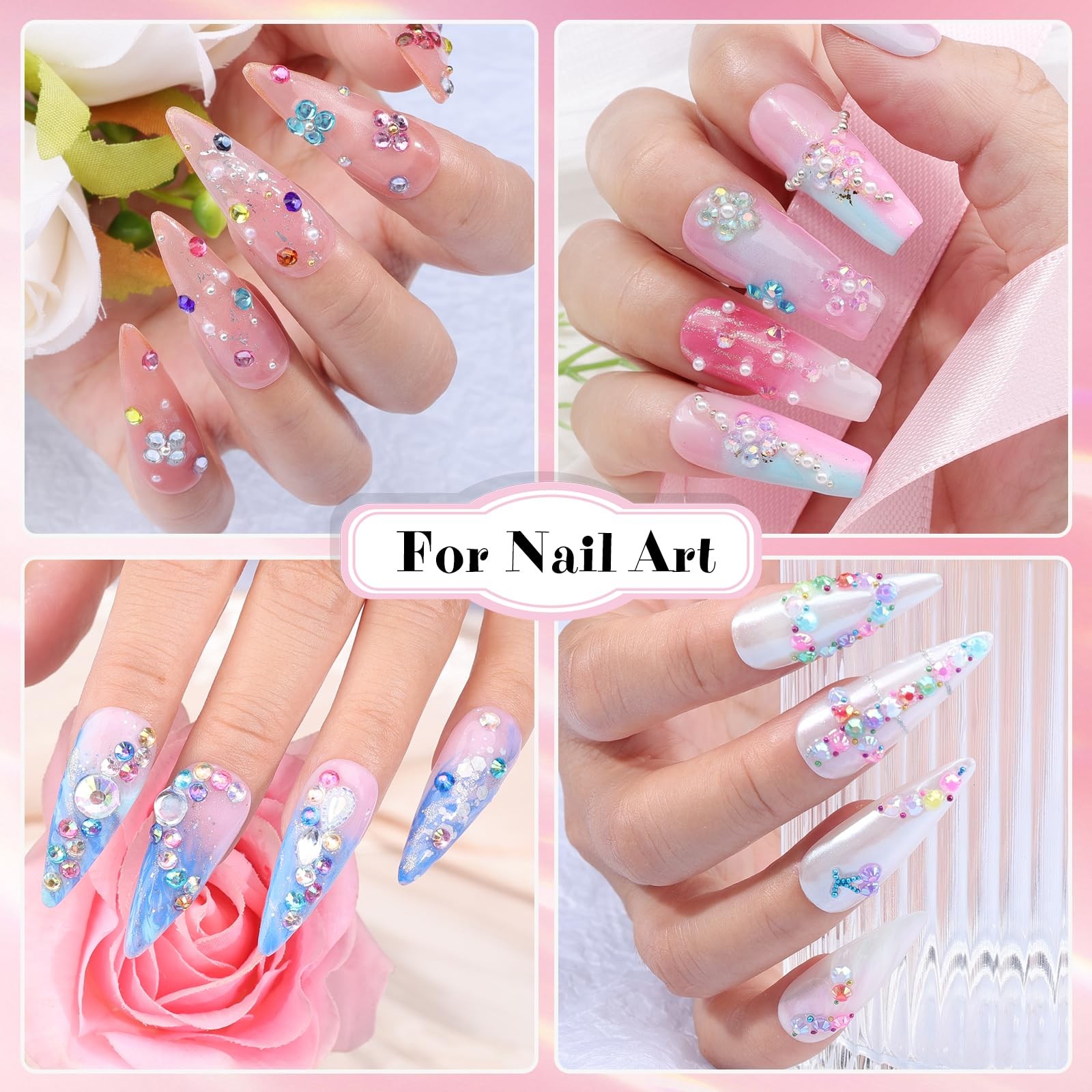 6 Boxes Resin Rhinestones for Bedazzling Kit, 3Mm Mixed-Color Jelly Clear AB Rhi