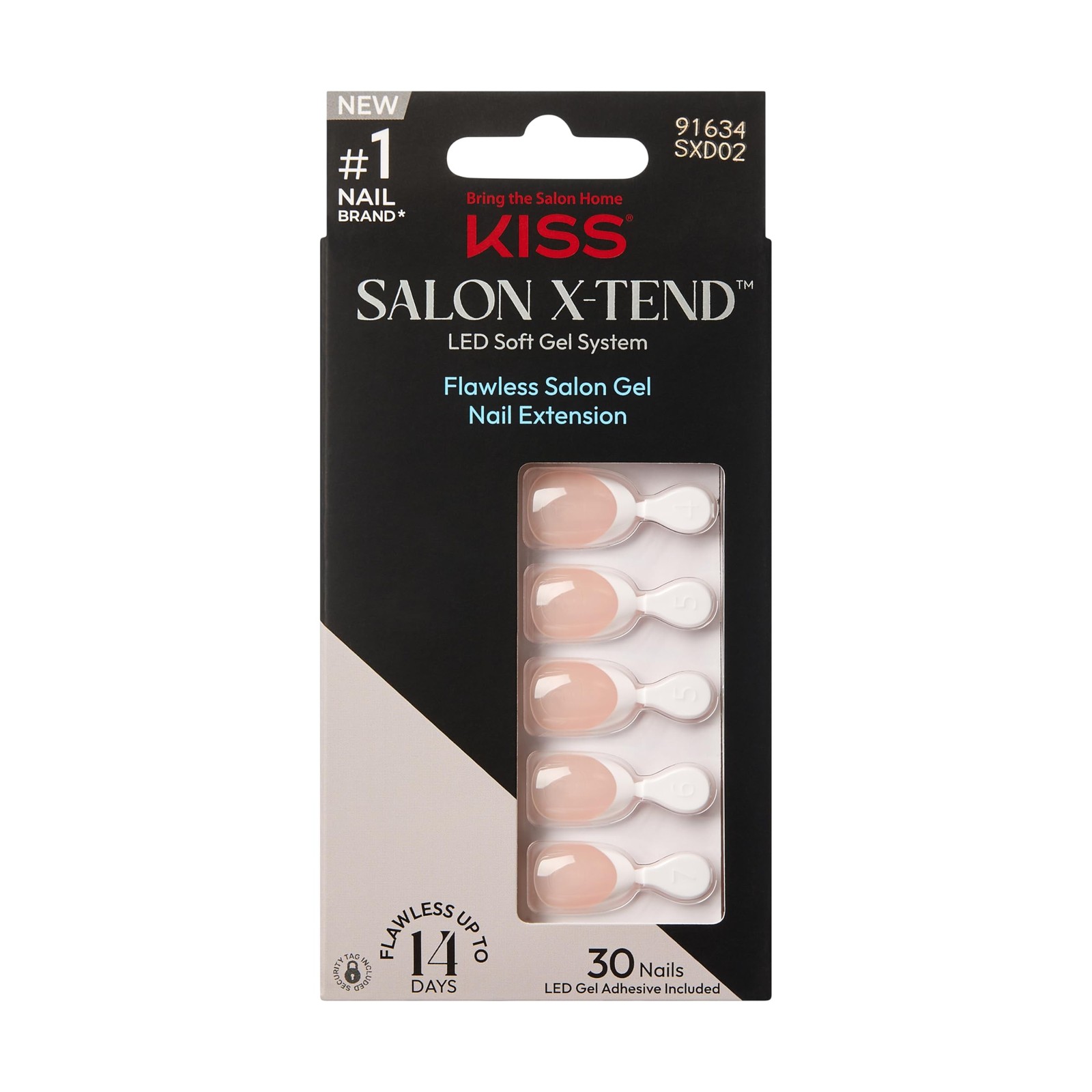 Salon X-tend, Press-On Nails, Nail glue included, ‘Nonsense’, Light White, Sh…