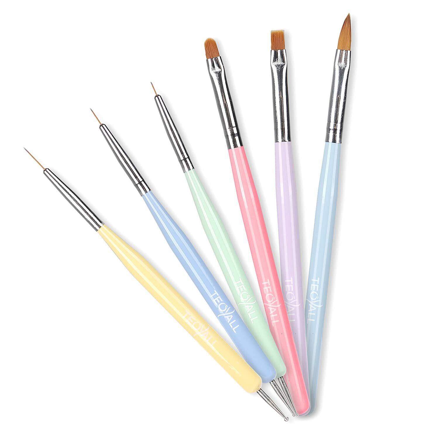 Nail Art Brushes 6 Professional Nail Design Painting Tools Liner Dotter Builder