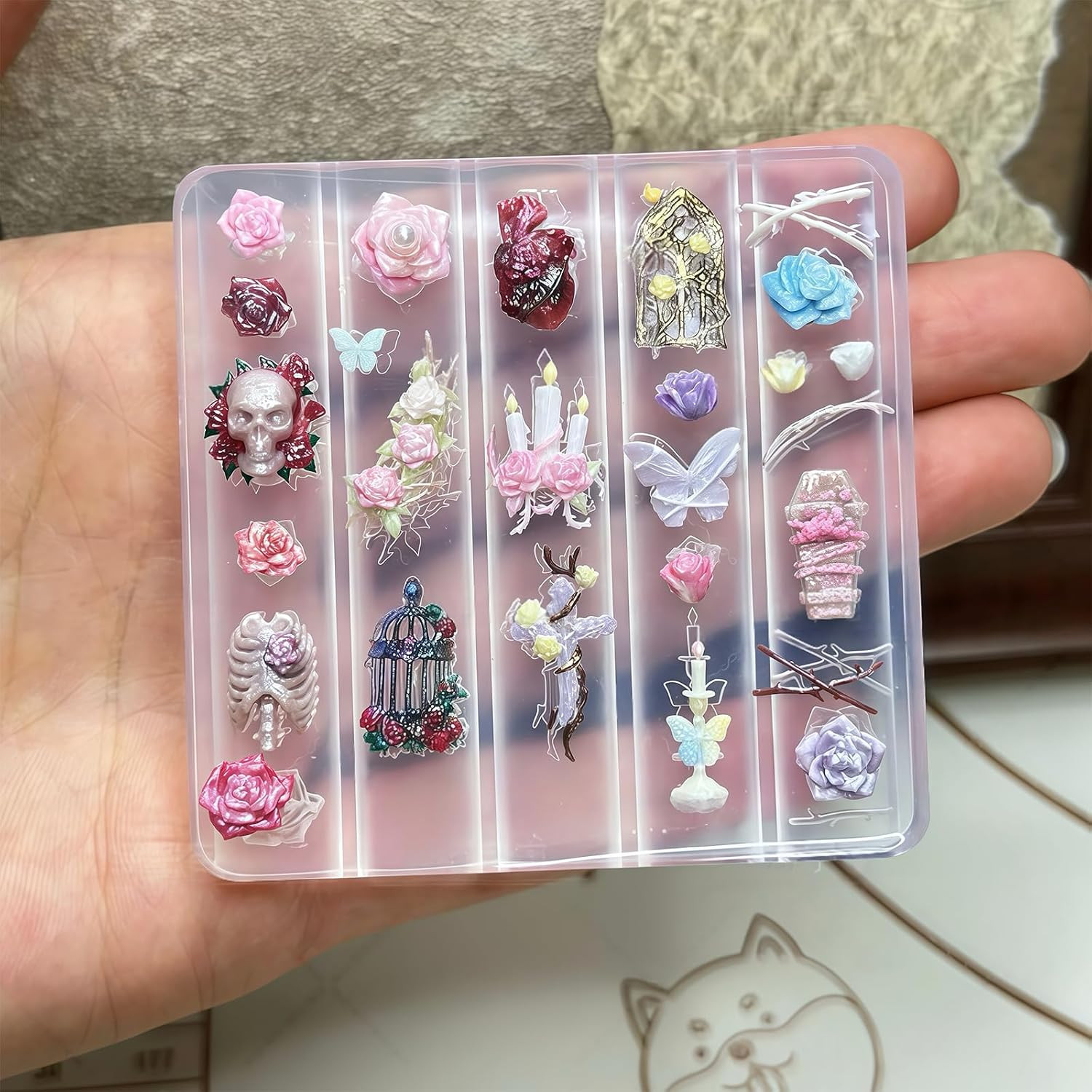 Gothic Nail Art Molds Kit – 3D Skull Rose Butterfly Designs DIY Manual Manicure