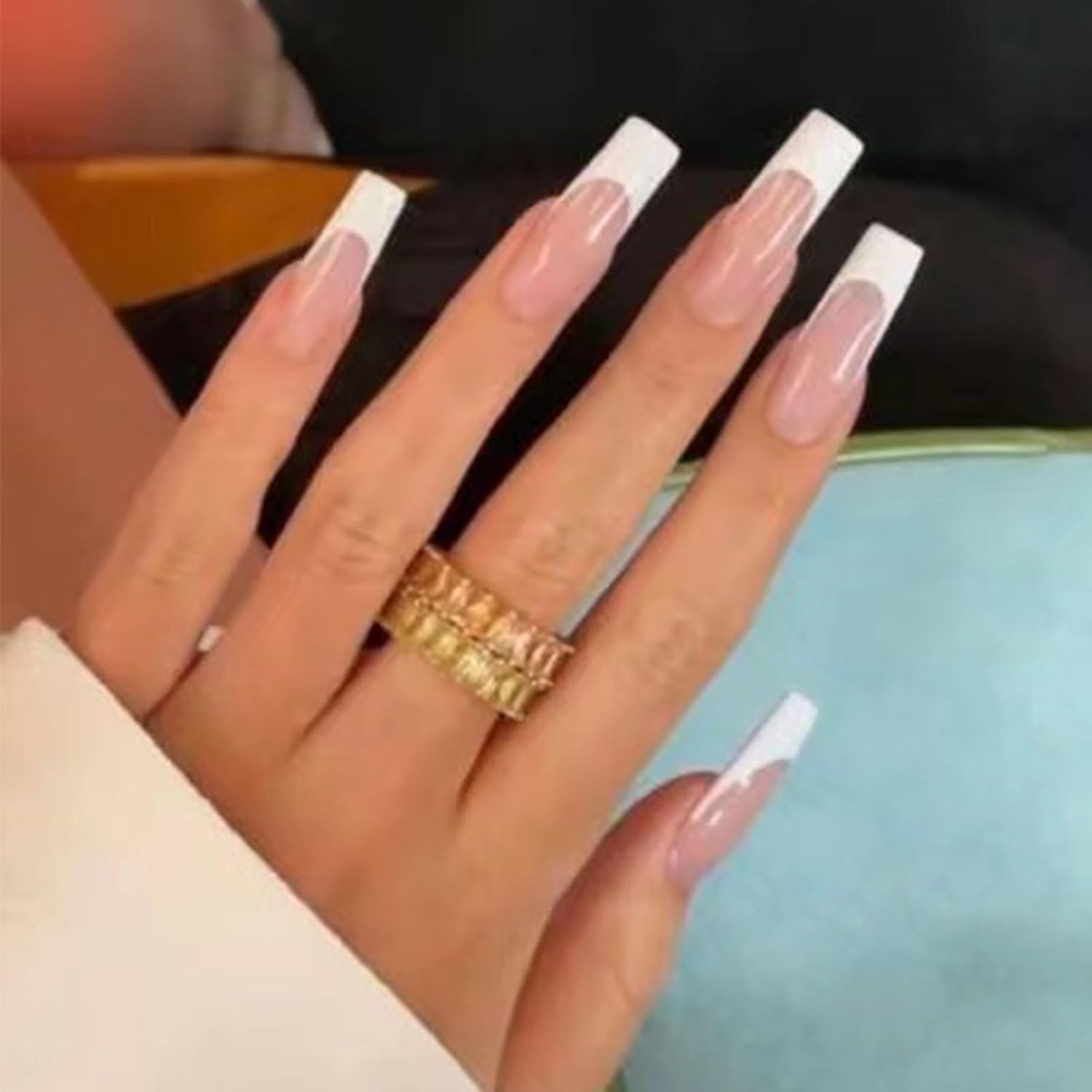 Perfect Gift: 24PCS Glossy French White Faux Nails – Stylish & Easy to Use