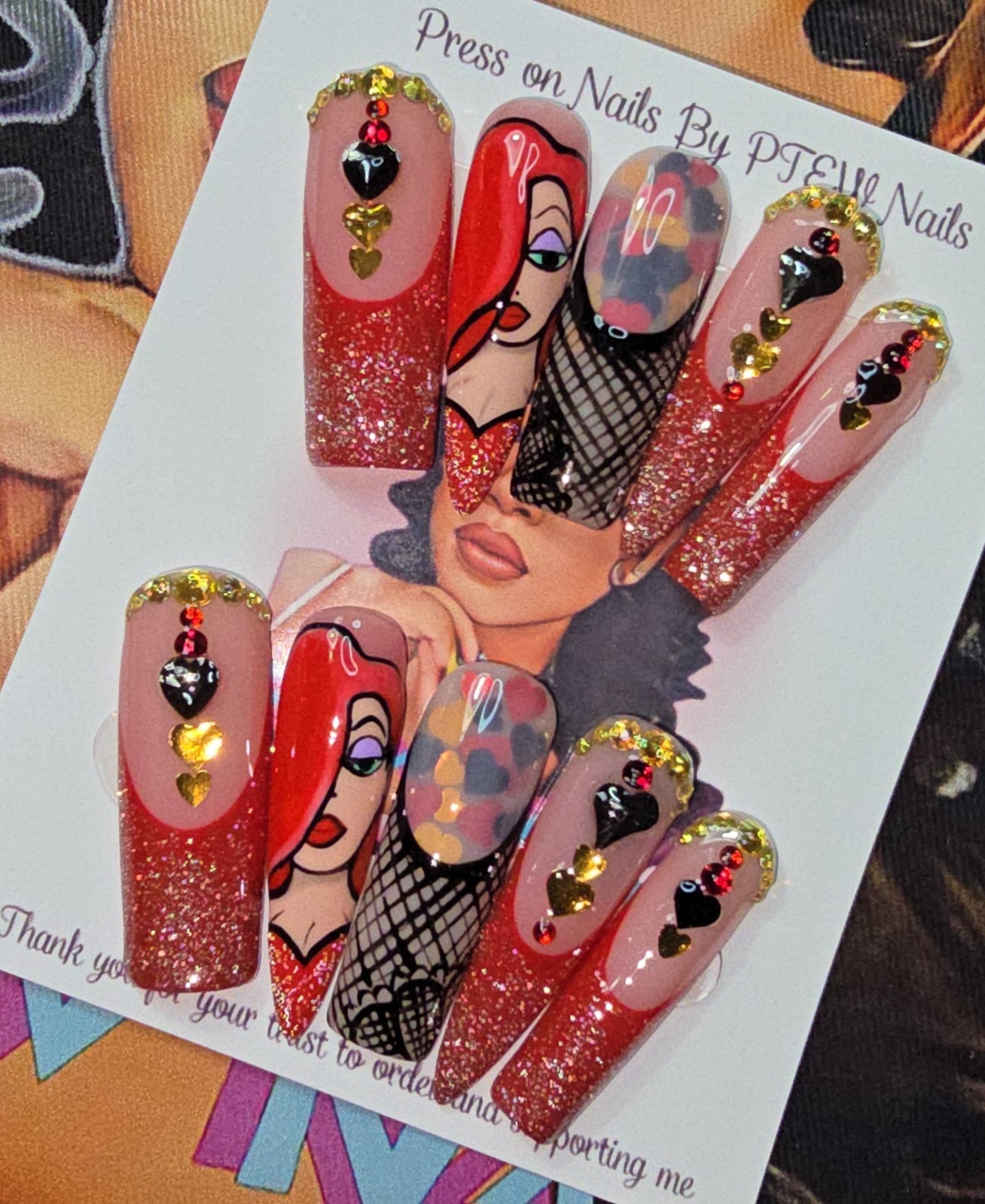 Handmade Gel Press On Nails, Small Size 2,5,4,6,9 XL Long Stiletto +Square