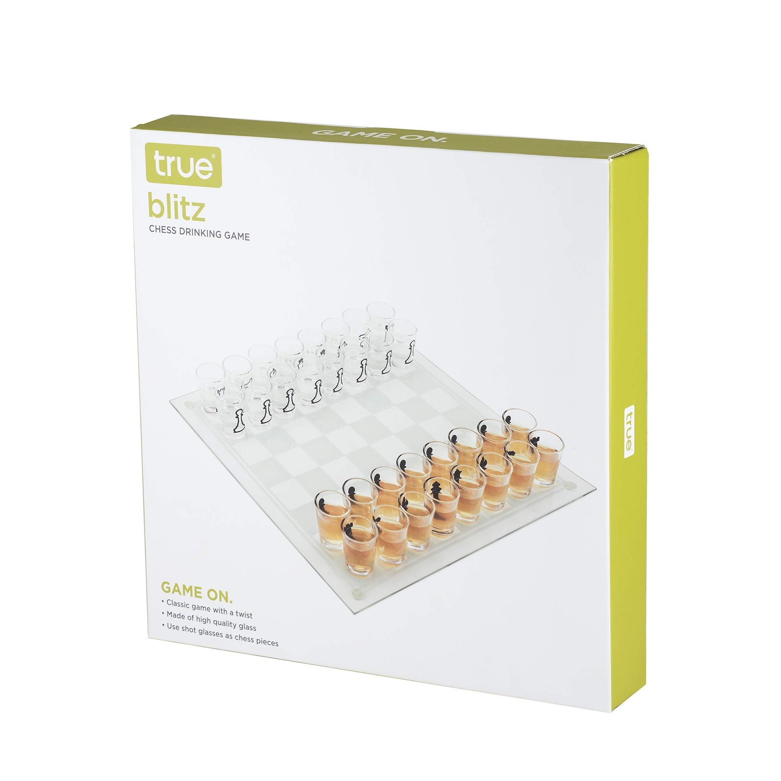True Shot Glass Chess Game, Board with 13.75″, Clear