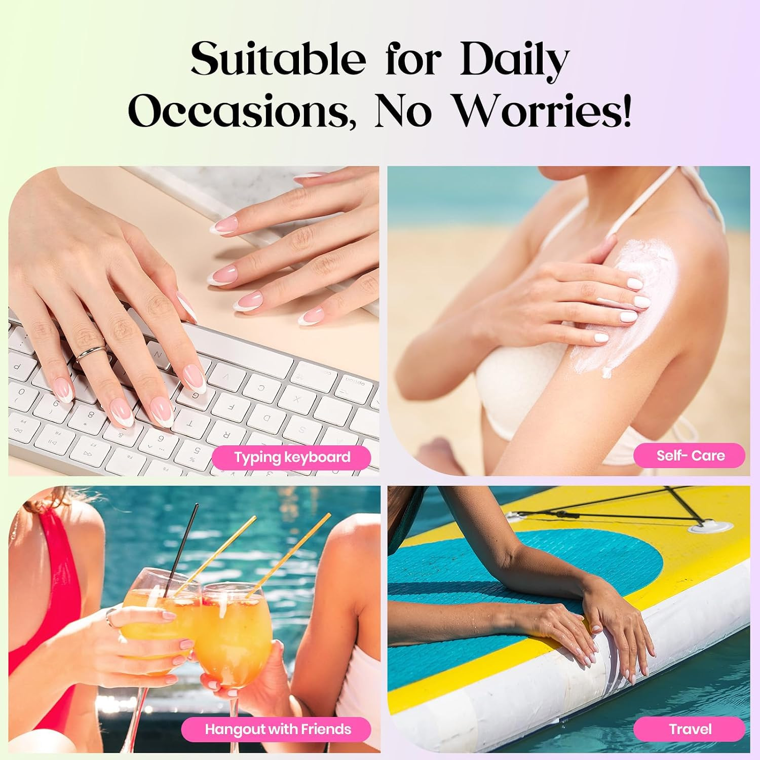 X Press Gel Nails Kit – Soda Aurora | 7 Colors Cat Eye Press on Nails Short Almo