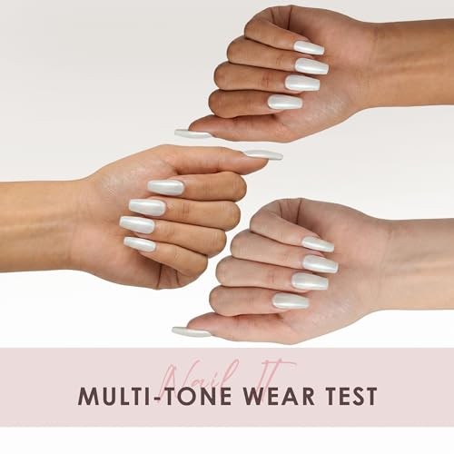 Semi Cured Gel Nail Strips Hema-Free Chrome Glitter Milky White | Real Gel
