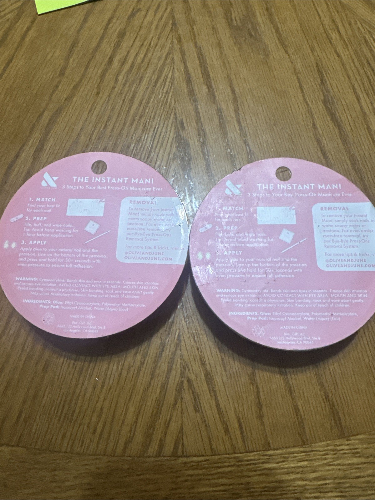 2x Olive & June Press-On Nails THE INSTANT MANI 42ct Medium Length PINK GOLDFISH