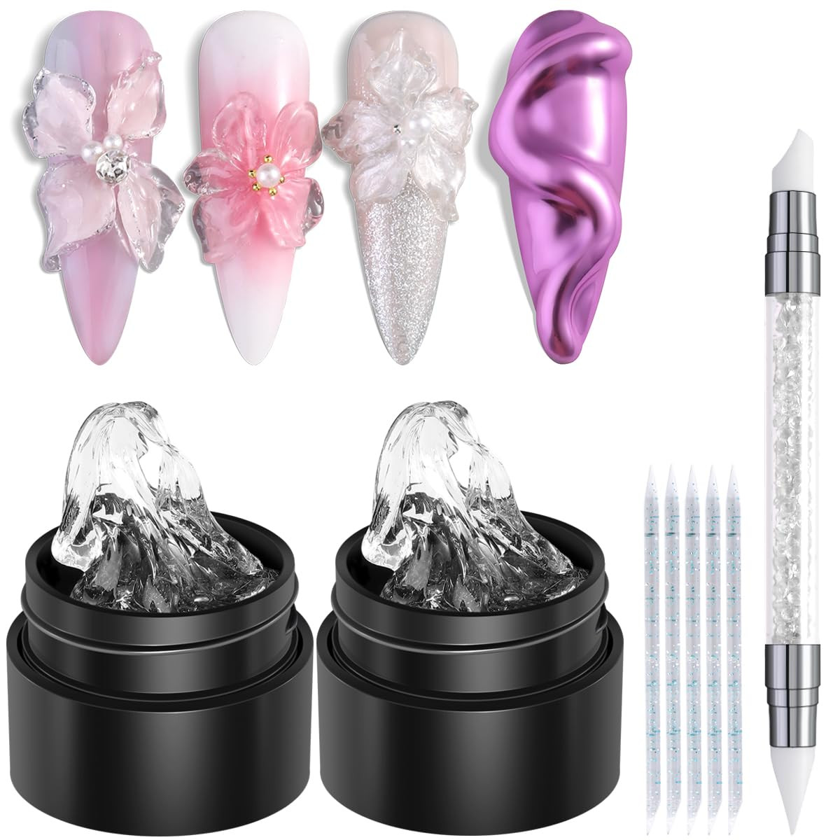 2PCS Clear 3D Sculpting Gel Kit – Non-Sticky Hand Carving Gel with Silicone P…