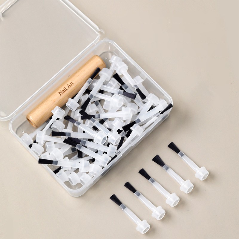 Double-Ended Solid Wood Pole With Nail Polish Replacement Plastic Brush