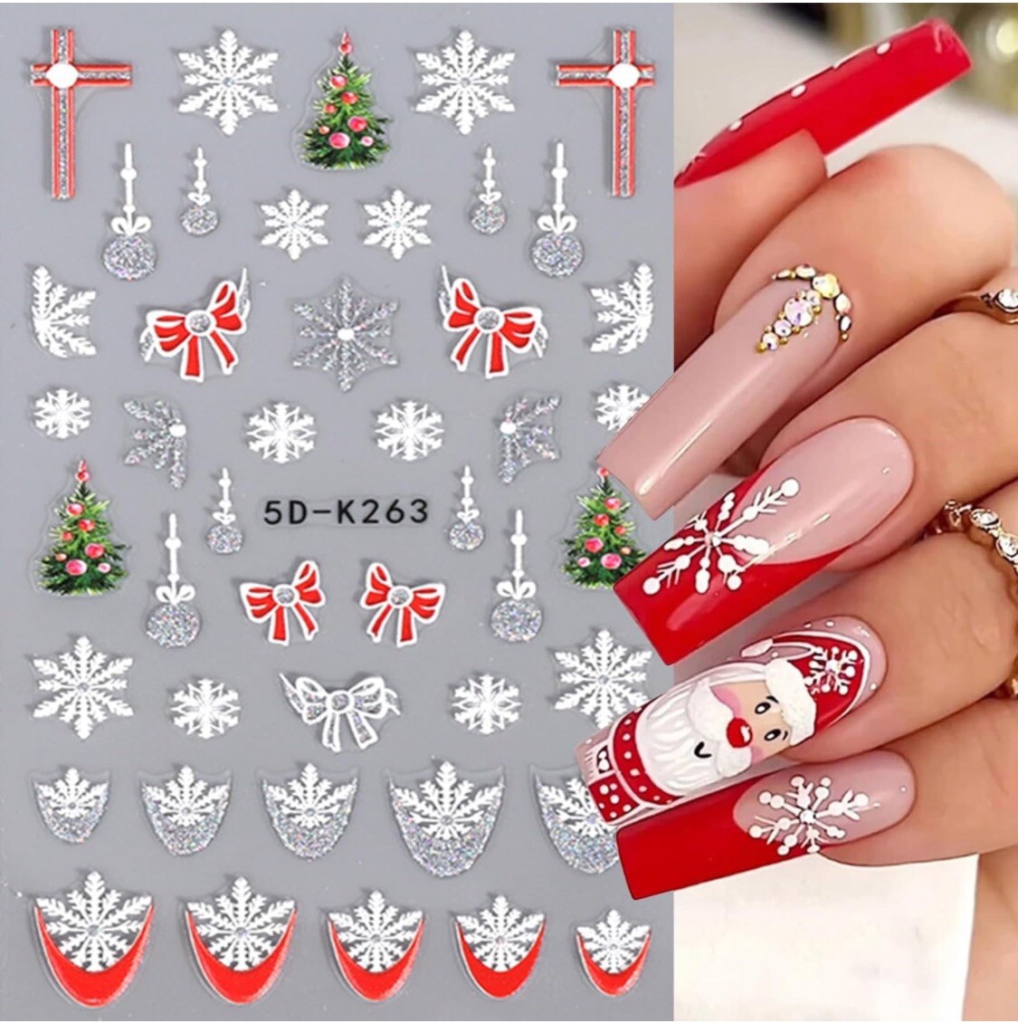 Nail Stickers Art Decal DIY Design 5D Waterproof Embossed Christmas Gold Glitter