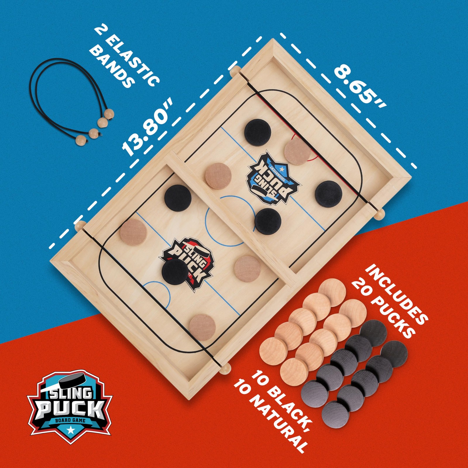 Fast Sling Puck Game 14 Inches Small Size – Super Winner Small, Natural