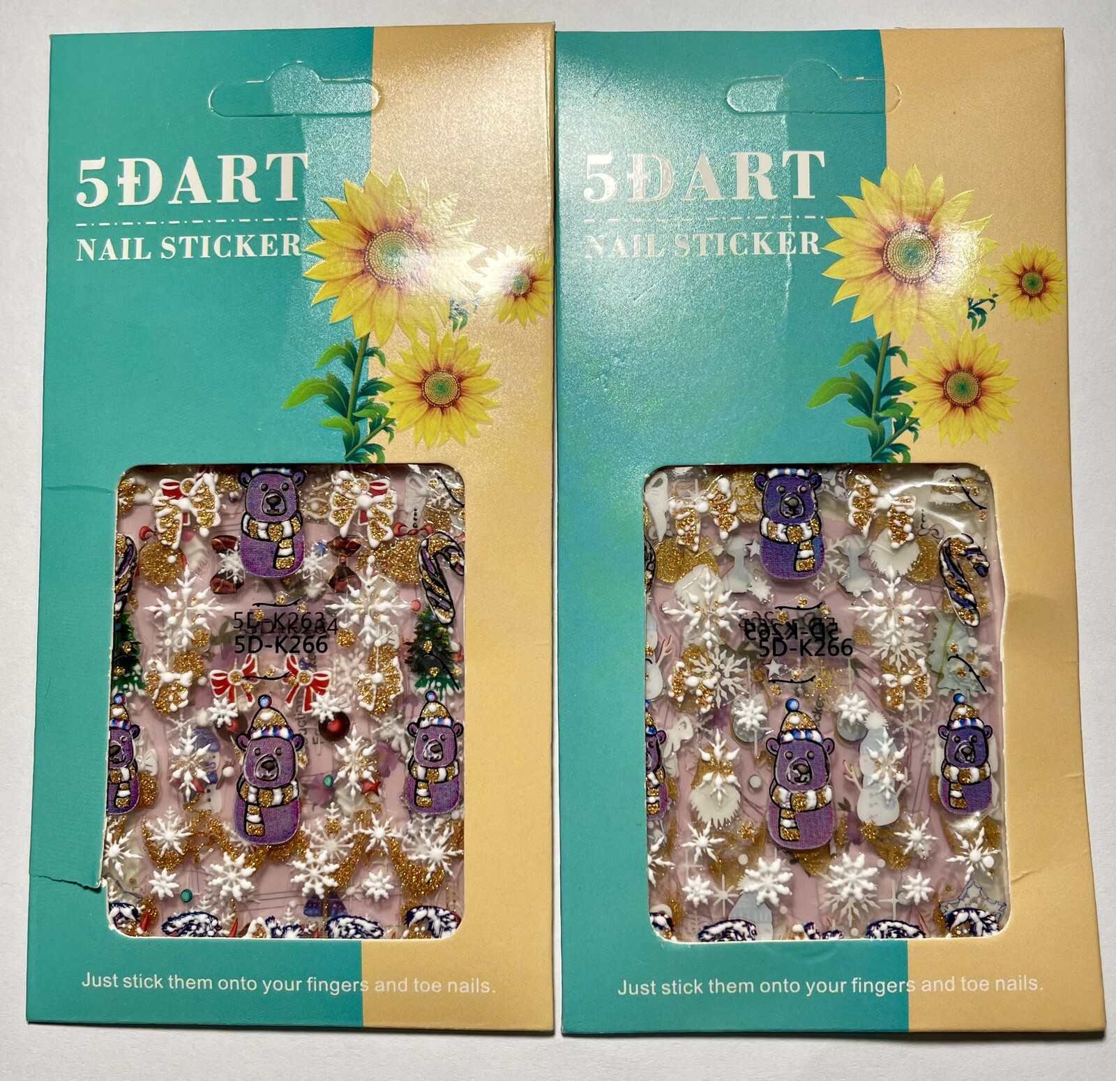 Nail Stickers Art Decal DIY Design 5D Waterproof Embossed Christmas Gold Glitter