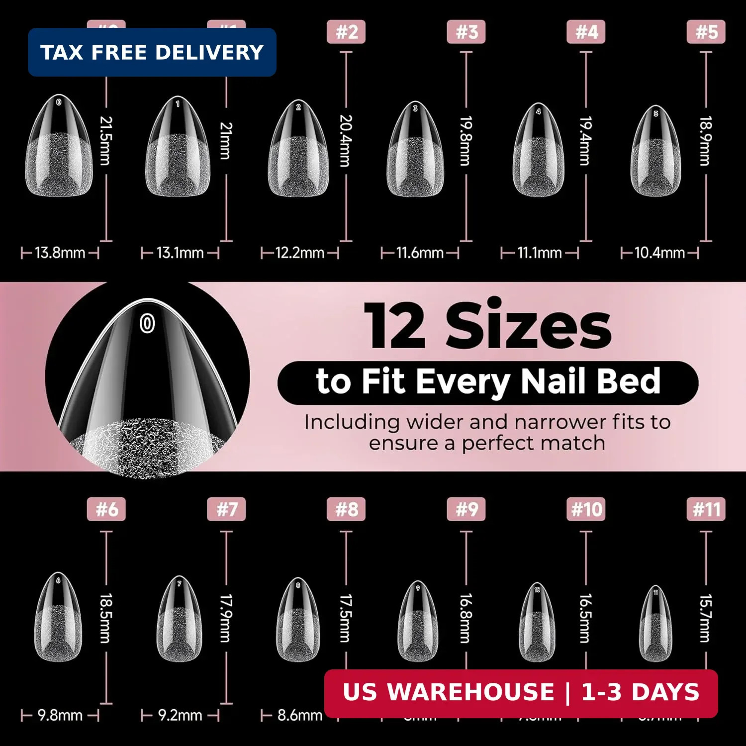 Short Almond Nail Tips, 240pcs Soft Nail Gel Tips Pre-Shaped Acrylic Fake Nails,