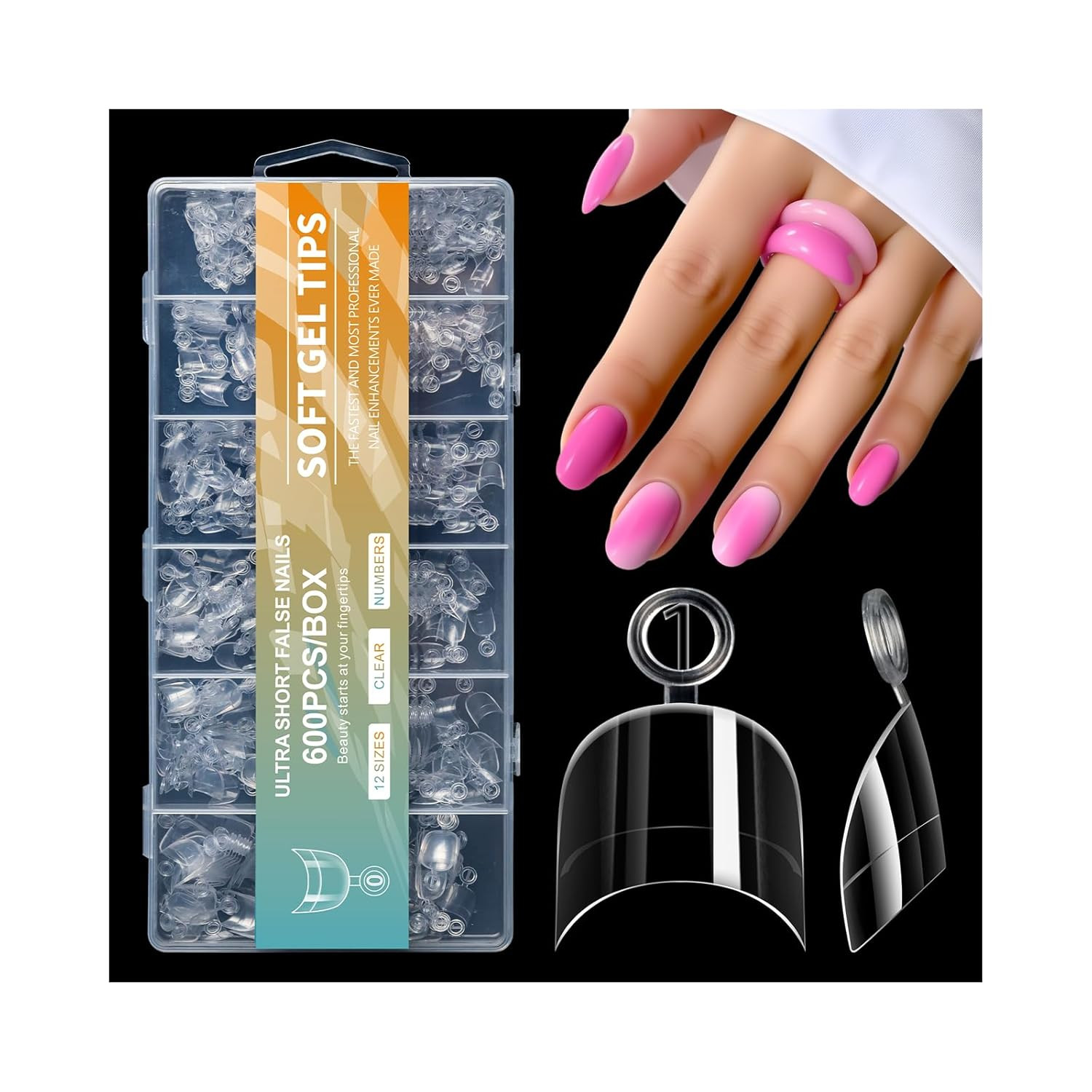 Long Square Nail Tips, 240Pcs Full Cover Soft Gel Nail Tips Pre-Shaped 3XL Strai